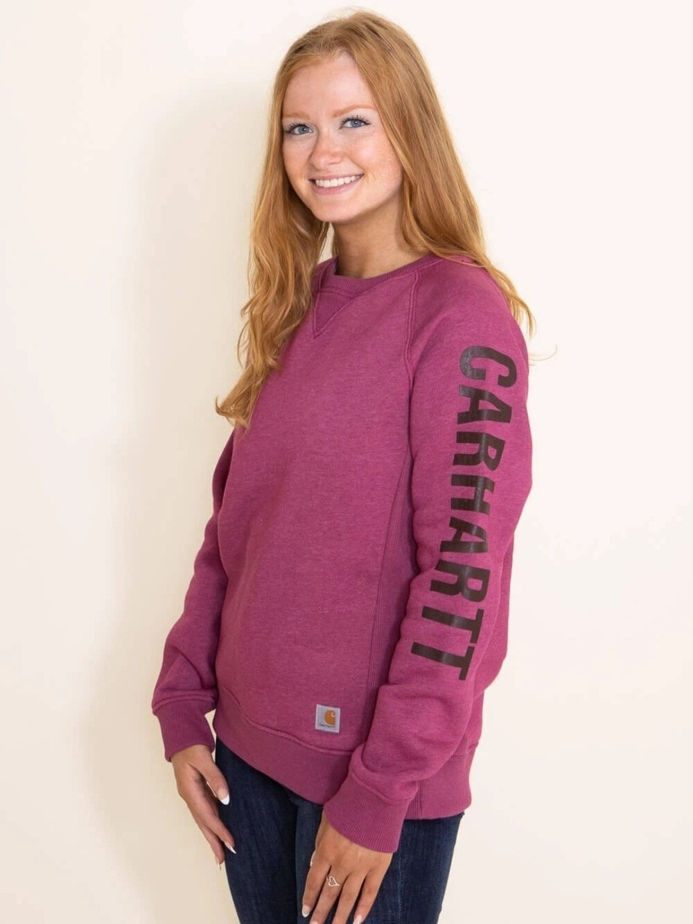 Carhartt Relaxed Fit Midweight Crewneck Block Logo Sleeve Graphic Sweatshirt - Picture 3 of 10